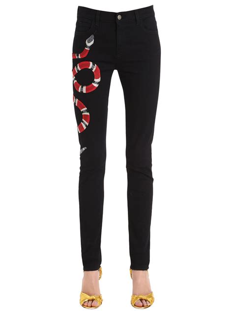 gucci jeans womens embroidered|Gucci pants women's.